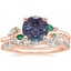 14K Rose Gold Arden Diamond Ring with Lab Emerald Accents with Luxe Winding Willow Diamond Ring (1/4 ct. tw.)