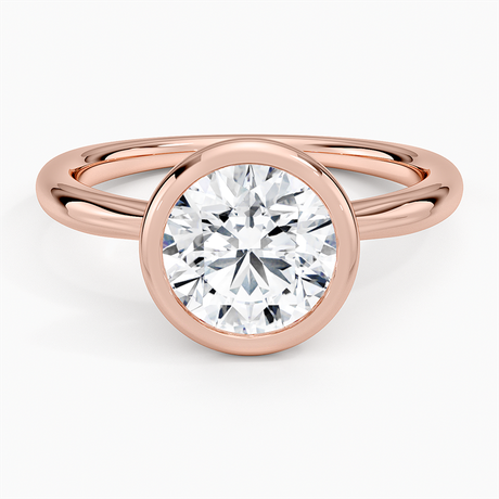 14K Rose Gold Freesia Bezel Solitaire Ring