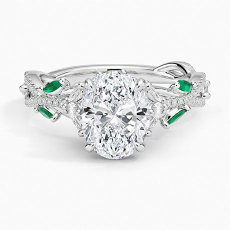 18K White Gold Luxe Secret Garden Lab Emerald and Diamond Ring