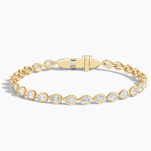 14K Yellow Gold Heart Shaped Lab Diamond Bezel Tennis Bracelet (3 1/3 ct. tw.)