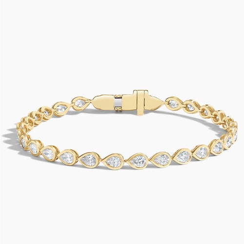14K Yellow Gold Heart Shaped Lab Diamond Bezel Tennis Bracelet (3 1/3 ct. tw.)
