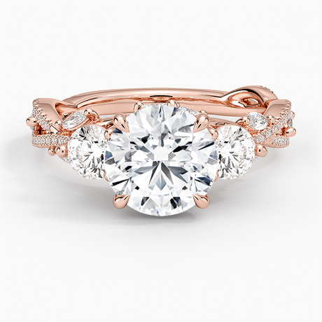 14K Rose Gold Luxe Secret Garden Three Stone Diamond Ring (1 ct. tw.)
