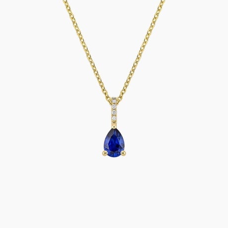 Lab Sapphire and Diamond Birthstone Pendant Necklace