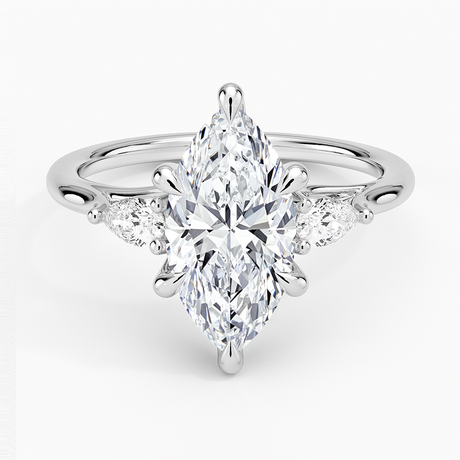 Platinum Delilah Three Stone Pear Diamond Ring (1/5 ct. tw.)