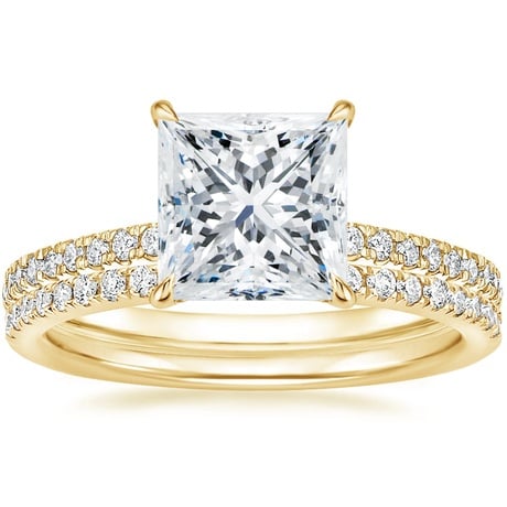 18K Yellow Gold Petite Demi Diamond Ring with Ballad Diamond Ring