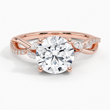 14K Rose Gold Petite Twisted Willow Diamond Ring