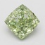 1.58 Ct. Fancy Vivid Green Cushion Lab Grown Diamond