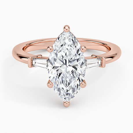 14K Rose Gold Symphony Tapered Baguette Three Stone Diamond Ring (1/5 ct. tw.)