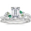 Platinum Arden Diamond Ring with Lab Emerald Accents with Luxe Winding Willow Diamond Ring (1/4 ct. tw.)