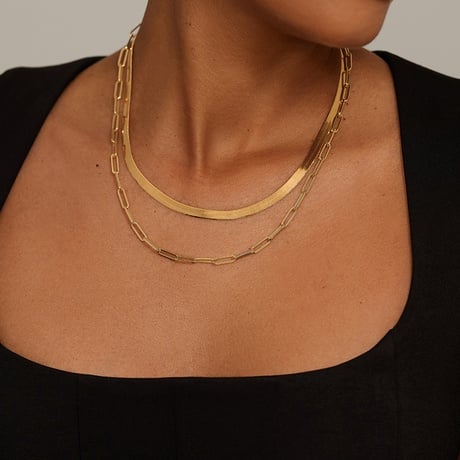 The Luxe Trendsetter Herringbone and Paperclip Chain Necklace Set