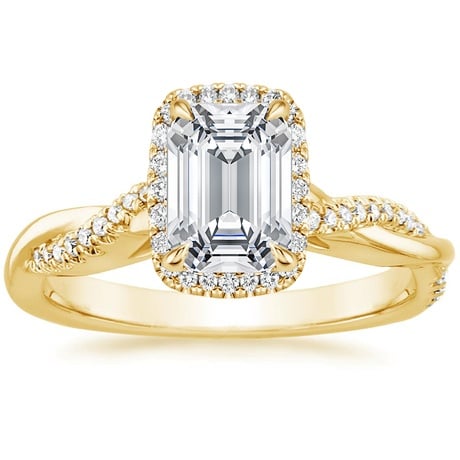 18K Yellow Gold Petite Twisted Vine Halo Diamond Bridal Set (1/3 ct. tw.)