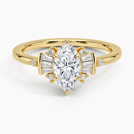Art Deco Tapered Baguette Cluster Engagement Ring