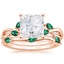 14KR Moissanite Willow Bridal Set With Lab Emerald Accents, smalltop view