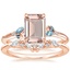 14K Rose Gold Camellia Indigo Milgrain Ring with Yvette Diamond Ring