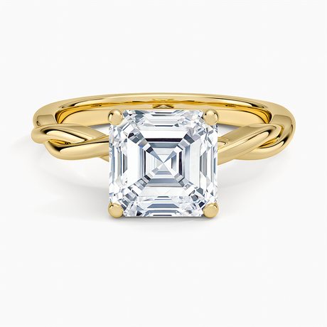 14K Yellow Gold Twisted Vine Solitaire Ring