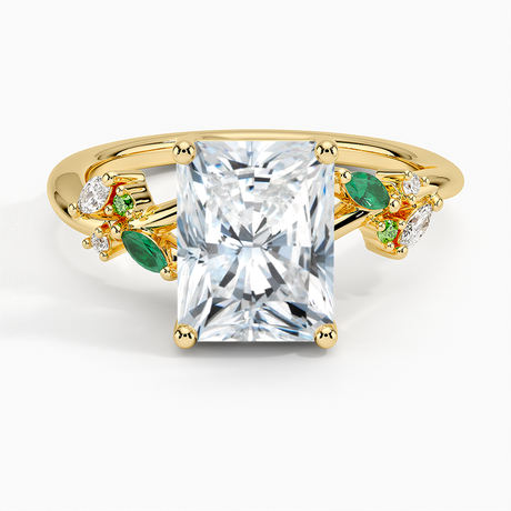 Arden Diamond Ring with Lab Emerald Accents - Brilliant Earth
