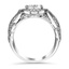 Feathered Milgrain Halo Diamond Ring, smallside view