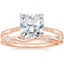 14K Rose Gold Laurel Engraved Ring with Winding Willow Diamond Ring