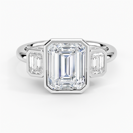 18K White Gold Rhiannon Bezel Three Stone Diamond Ring