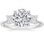 18K White Gold Princess Cut Three Stone Diamond Ring, smalltop view