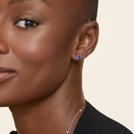 Solitaire Tanzanite Stud Earrings