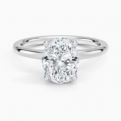 18K White Gold Fleur Solitaire Ring