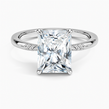 18K White Gold Laurel Engraved Ring