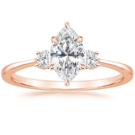 14K Rose Gold Selene Diamond Ring (1/10 ct. tw.) with Petite Curved Wedding Ring