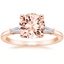 14K Rose Gold Tapered Baguette Three Stone Diamond Ring, smalltop view