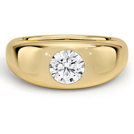Flush Set Solitaire Diamond Dome Ring
