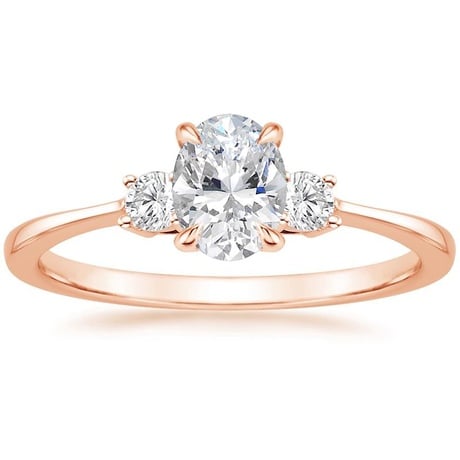 14K Rose Gold Selene Diamond Ring (1/10 ct. tw.) with Petite Curved Wedding Ring