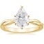 18K Yellow Gold Twisted Vine Solitaire Ring, smalltop view