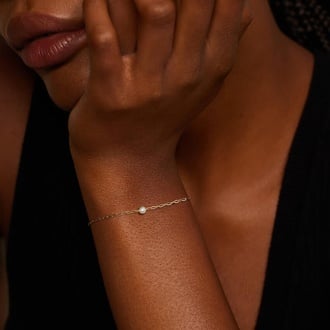 7 in. Round Lab Diamond Paperclip Chain Bracelet