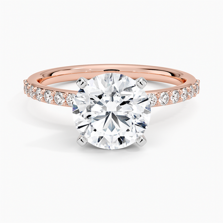 14K Rose Gold Petite Shared Prong Half Coverage Diamond Ring