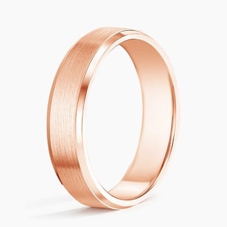 Beveled Edge Matte 5.5mm Wedding Ring in 14K Rose Gold