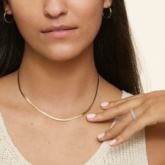 Dezi 16 Inch Gold Herringbone Necklace - Brilliant Earth