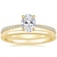 18K Yellow Gold Elena Diamond Ring with Petite Comfort Fit Wedding Ring