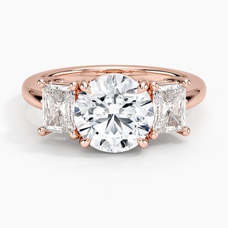 14K Rose Gold Luxe Helena Radiant-Cut Three Stone Diamond Ring