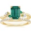 18K Yellow Gold Arden Diamond Ring with Lab Emerald Accents with Luxe Ballad Diamond Ring (1/4 ct. tw.)