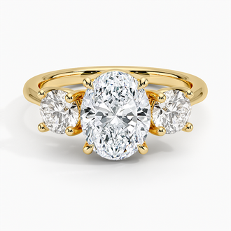 Luxe Selene Three Stone with 2ct Oval Certified Lab Diamond in 18K Yellow Gold