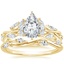 18K Yellow Gold Secret Garden Diamond Ring (1/2 ct. tw.) with Winding Willow Diamond Ring (1/8 ct. tw.)