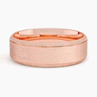 Beveled Edge Maverick 6mm Wedding Ring in 14K Rose Gold