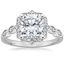 Platinum Cadenza Halo Diamond Ring, smalltop view