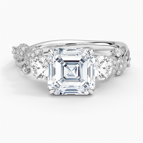 18K White Gold Canopy Three Stone Diamond Ring