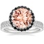 18KW Morganite Waverly Diamond Ring with Black Diamond Accents with Luxe Ballad Diamond Ring, smalltop view