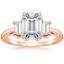 14K Rose Gold Embrace Three Stone Diamond Ring, smalltop view