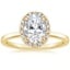 18K Yellow Gold Vienna Halo Diamond Ring, smalltop view
