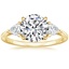 18K Yellow Gold Luxe Trillion Cut Three Stone Diamond Ring, smalltop view