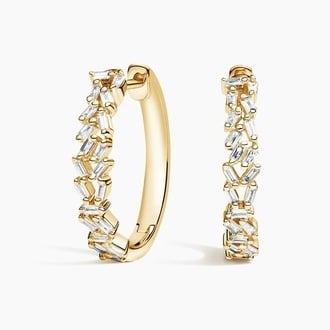 Baguette Diamond Cluster Hoop Earrings (1/4 ct. tw.)