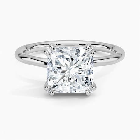 18K White Gold Dulce Double Claw Prong Solitaire Ring